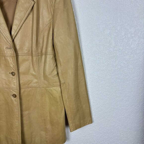 VINTAGE EXPRESS Leather Jacket Tan Womens 9/10‎ Weathered Western Boho Festival - Picture 5 of 11